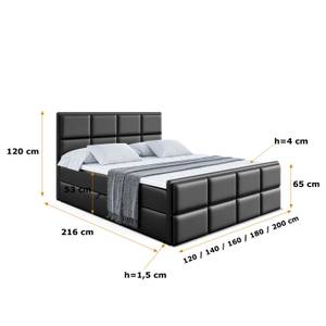 Boxspringbett GALMA-Z Hochglanz Schwarz - Breite: 200 cm - H3