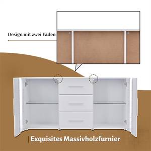 Sideboard Eudeff Ⅰ Weiß - Holzwerkstoff - Holz teilmassiv - 35 x 70 x 140 cm