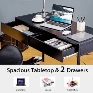 Computertisch mit 2 Schubladen Schwarz - Holzwerkstoff - 48 x 76 x 112 cm