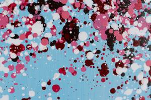 Acrylbild handgemalt Flowerway to Dream Blau - Pink - Massivholz - Textil - 40 x 120 x 4 cm