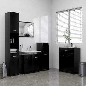 Badezimmerschrank (4er Set) 3008969 Schwarz - Holzwerkstoff - Massivholz - 60 x 184 x 60 cm