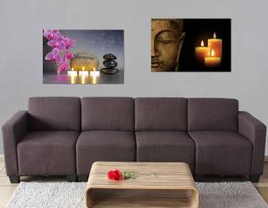 LED-Bild Buddha flackernd (2er Set) Holzart/Dekor - Holz teilmassiv - 40 x 60 x 1 cm