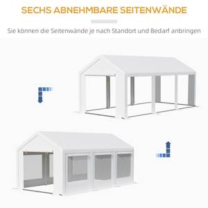 Partyzelt 6 x 3m 84C-315 Weiß - Metall - Kunststoff - 295 x 280 x 595 cm