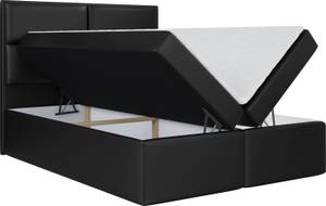 Boxspringbett mit Topper NESTEA Hochglanz Schwarz - Breite: 140 cm - H4