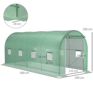 Gewächshaus 845-229V02 Grün - Kunststoff - 200 x 205 x 500 cm