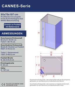 Eckdusche Schwingtür mit Eckregale 95 x 70 cm