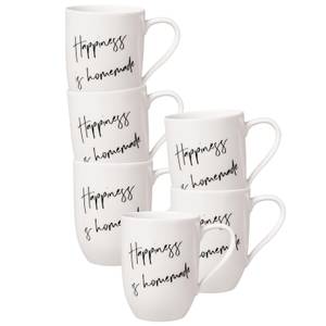 Becher Happiness Statement 6er Set Weiß - Porzellan - 8 x 11 x 12 cm