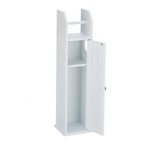 Porte papier toilette vertical, blanc Blanc - Bois manufacturé - 20 x 79 x 18 cm