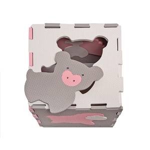 Puzzlematte für Babys - Bauernhof Grau - Pink - Weiß