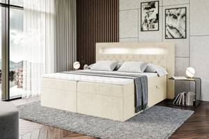 Boxspringbett - NOEL LED Beige - Breite: 200 cm - H4