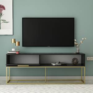 TV Lowboard mit Tür Schwarz - Gold