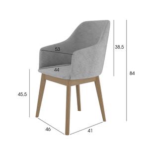 KAF Esszimmerstuhl aus Holz im 2er-Set Silbereiche Dekor