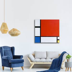 Wandbild Komposition in Rot, Blau Gelb 90 x 90 cm