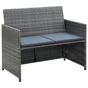 vidaXL 2-Sitzer-Gartensofa mit Polstern Grau - Polyrattan - 100 x 85 x 100 cm