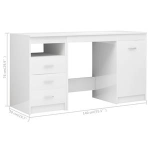 Schreibtisch Weiß - Holzwerkstoff - Massivholz - 140 x 76 x 140 cm