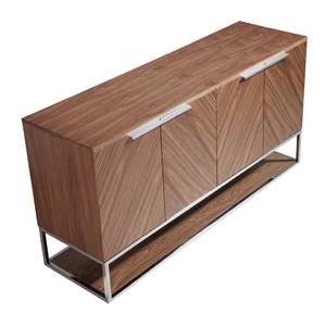 Buffet en bois de noyer et acier chromé Marron - Bois manufacturé - 160 x 80 x 46 cm