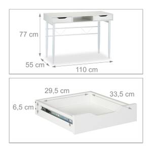 Bureau avec tiroirs Blanc