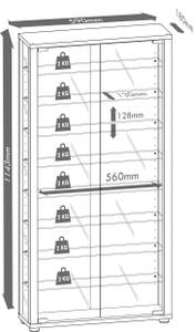 Wandvitrine Glasvitrine Vitrosa Spiegel Schwarz - Hochglanz Schwarz - Holzwerkstoff