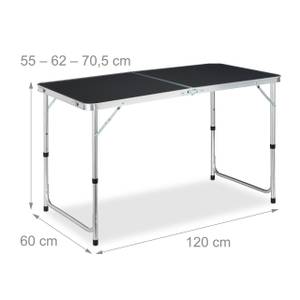 Table de camping pliable Gris - Argenté - Bois manufacturé - Métal - Matière plastique - 120 x 71 x 60 cm