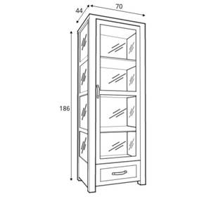 Vitrinenschrank RABO Braun - Holzwerkstoff - 70 x 186 x 44 cm