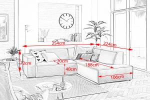 Ecksofa SAMU Sofa Cord Grün - Ecke davorstehend rechts