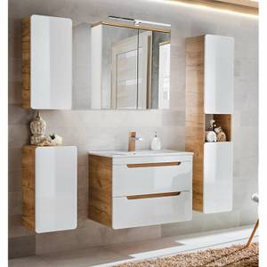 Badezimmer Spiegelschrank 80cm LED Weiß - Holzwerkstoff - 80 x 70 x 20 cm