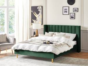 Lit double VILLETTE Noir - Vert foncé - Vert - Largeur : 185 cm