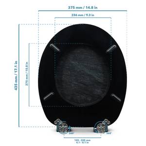 Premium Wc Sitz - Granit Schwarz - Holzwerkstoff - 38 x 5 x 44 cm