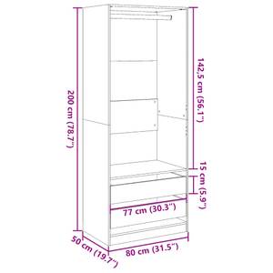 Kleiderschrank 298537-2 Weiß - Breite: 80 cm