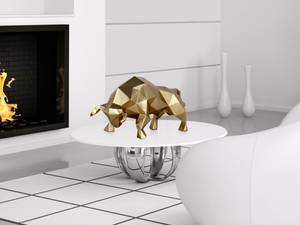 Harz-Skulptur Facettierter Stier Gold