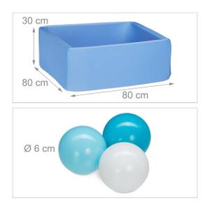 Bällebad Schaumstoff blau Blau - Weiß - Kunststoff - Textil - 80 x 30 x 80 cm