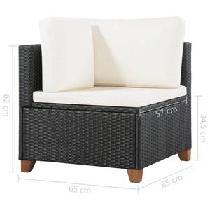 Garten-Sofagarnitur Schwarz - Metall - Polyrattan - 60 x 36 x 60 cm