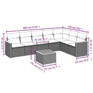 Gartensitzgruppe K6284(8-tlg) Schwarz - Massivholz - 69 x 62 x 62 cm