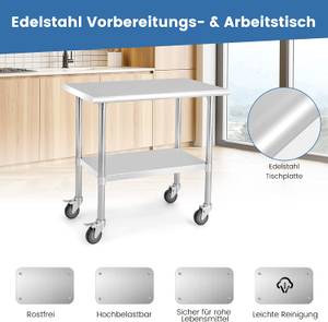 Arbeitstisch Edelstahl Silber - Metall - 61 x 89 x 92 cm