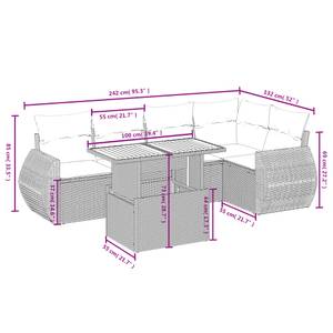 Gartensitzgruppe K6063(6-tlg) Schwarz - Massivholz - 69 x 62 x 62 cm