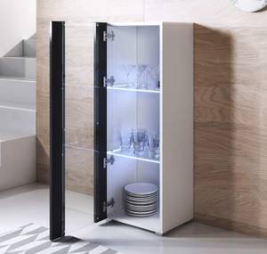 Vitrine Luke V2 Noir - Blanc - Hauteur : 128 cm