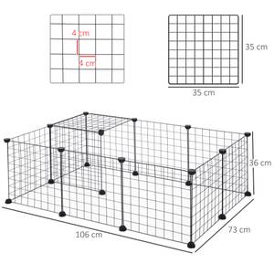 Freigehege D06-055 Schwarz - Metall - 73 x 36 x 106 cm