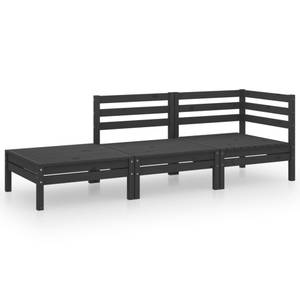 Garten-Lounge-Set (3-teilig) 3010497 Schwarz - Massivholz - Holzart/Dekor - 64 x 63 x 64 cm