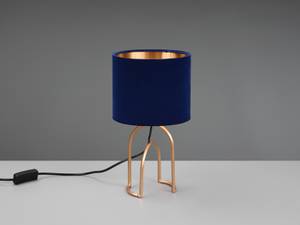 Tischlampe Nachttisch Samt Blau Gold Blau - Gold - Metall - Textil - 12 x 34 x 12 cm