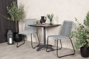 Gartenmöbel-Set Colorado (3-teilig) Schwarz - Grau - Metall - 70 x 74 x 70 cm