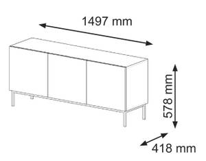 Fernsehtisch RavennaB 150x42x58 Schwarz - Weiß