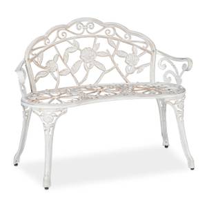 Banc de jardin roses blanc-bronze Noir - Blanc - Métal - 98 x 78 x 57 cm