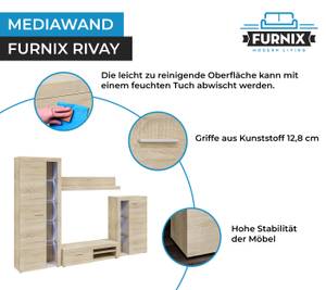 RIVAY Wohnwand 270 cm Sonoma mit LED Eiche Sonoma Dekor