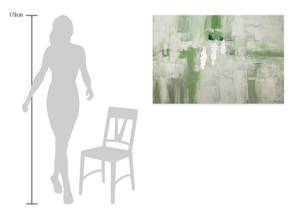 Tableau peint à la main Half-Concealed Vert - Blanc - Bois massif - Textile - 120 x 80 x 4 cm