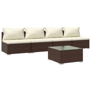 Garten-Lounge-Set (5-teilig) 3013629-3 Braun - Weiß - Metall - Polyrattan - 60 x 30 x 60 cm