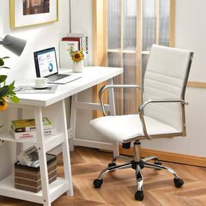 Bürostuhl mit hoher Rückenlehne Weiß - Kunstleder - 60 x 105 x 55 cm