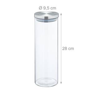 Lot de 4 bocaux en verre de 1,6 l Argenté - Verre - Métal - Matière plastique - 10 x 28 x 10 cm