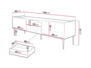 Meuble TV AMBRE Doré - Bois massif - 160 x 54 x 40 cm