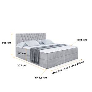 Boxspringbett ERNINA Grau - Breite: 160 cm - H3