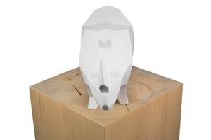 Sculpture moderne Rhino Pride Blanc - Pierre artificielle - Matière plastique - 14 x 20 x 40 cm